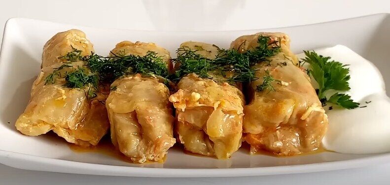 Recipe for fried cabbage rolls with potatoes