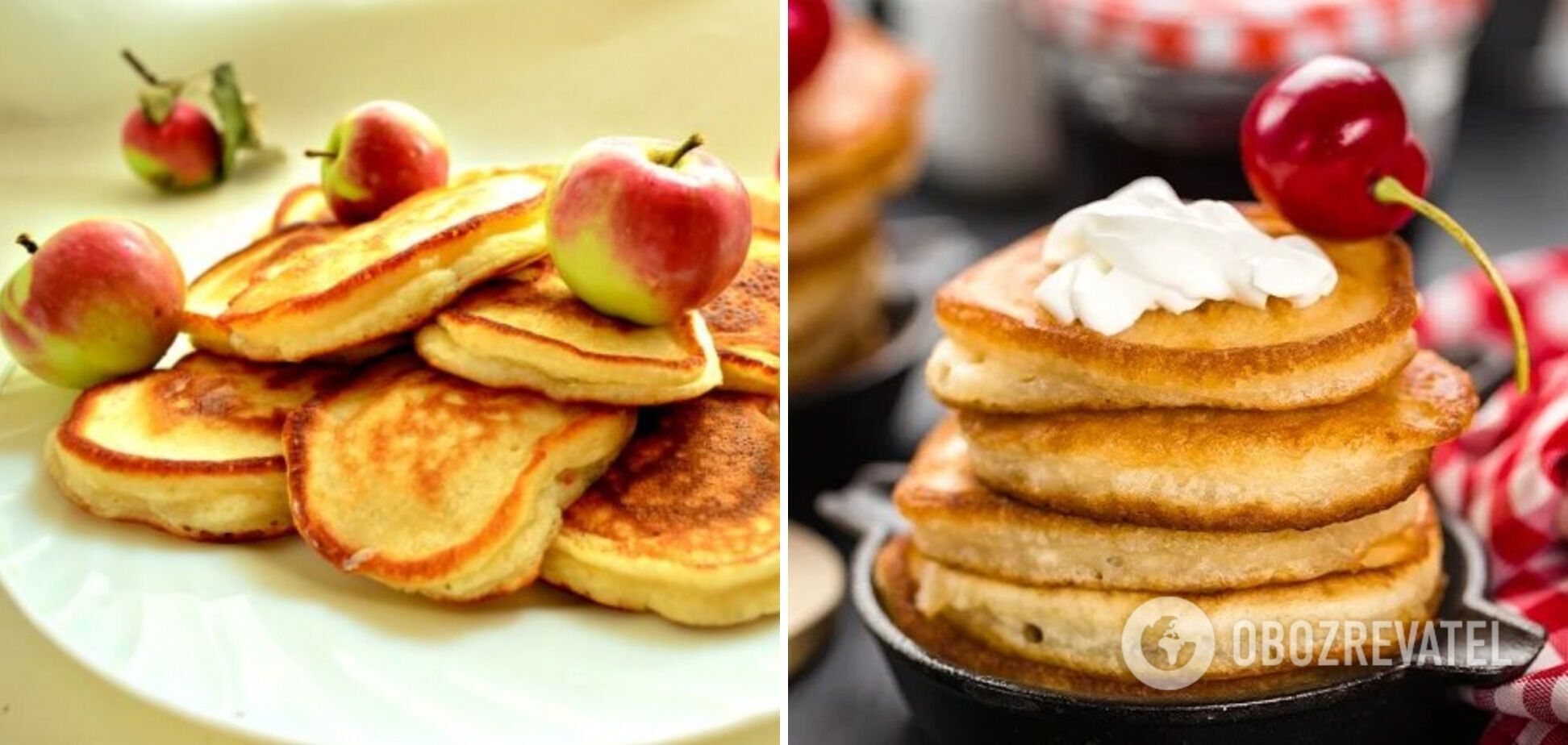 Apple pancakes with milk and yeast