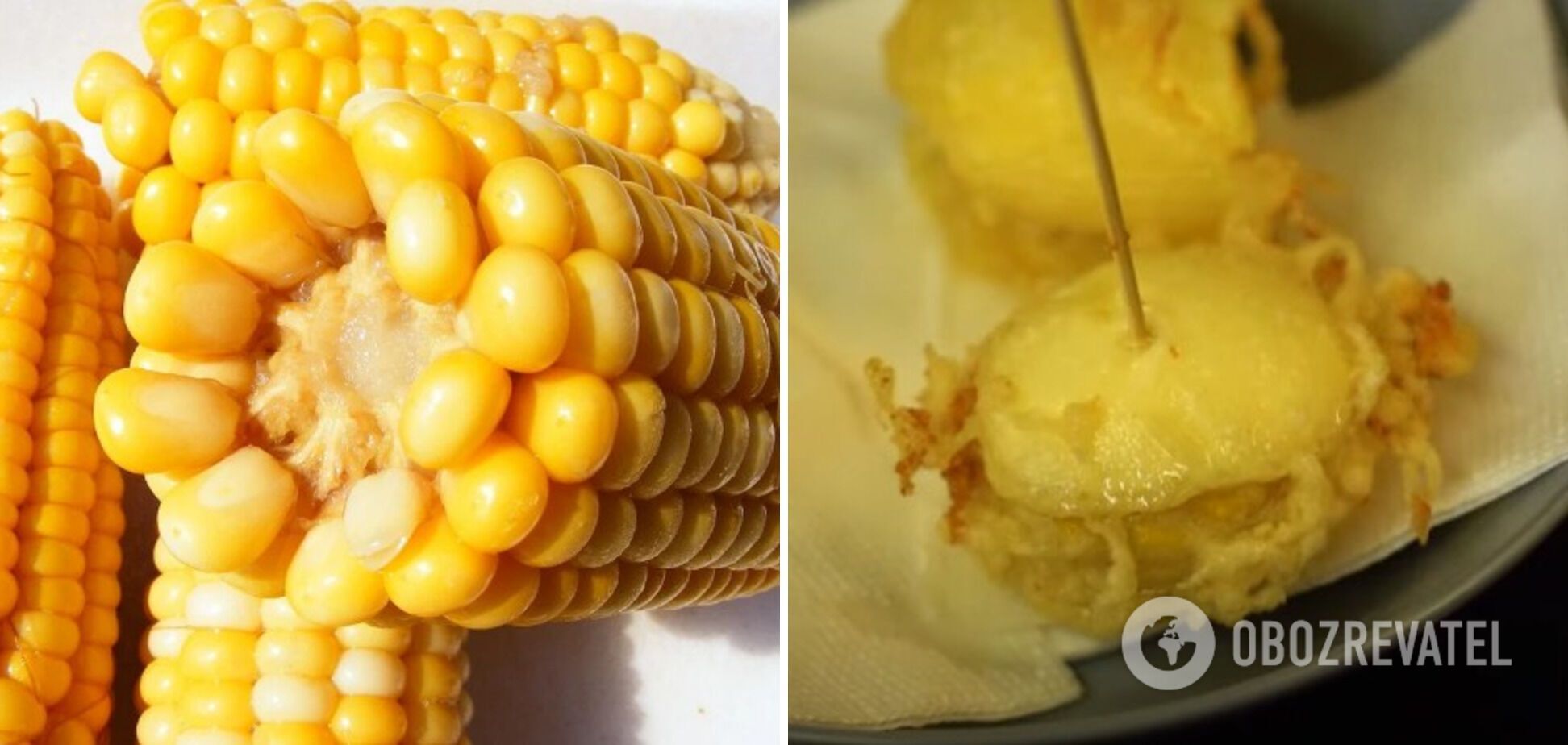 Corn with cheese in batter