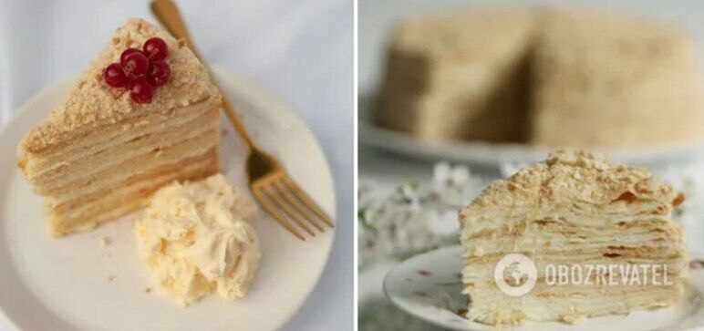 Classic Napoleon cake made from puff pastry