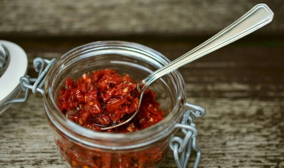 Sun-dried tomatoes in the dryer