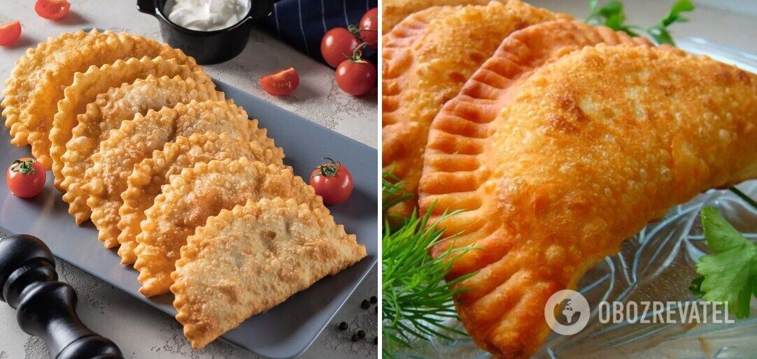 Chebureks with meat and vegetable filling