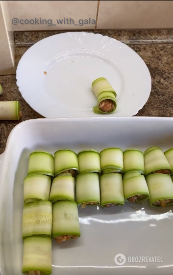 Hearty zucchini rolls: how to quickly cut a vegetable for a dish