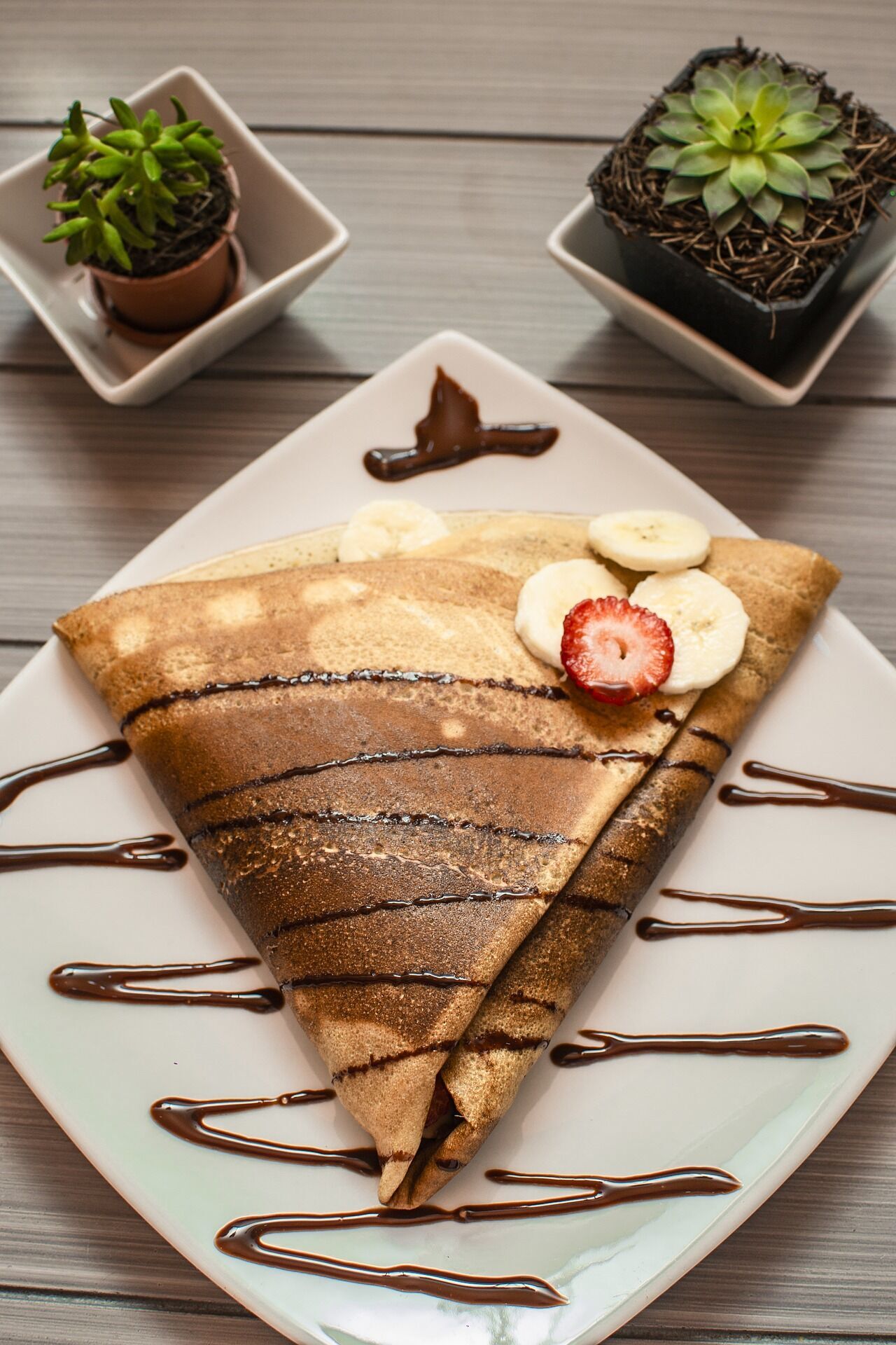 Pancake with chocolate and banana