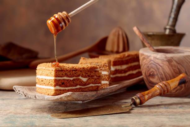 Delicious Honey cake with currants