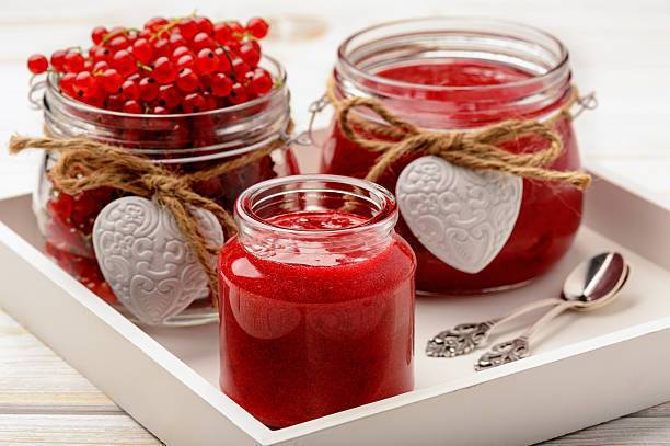 Thick jam made from red currants, currants and raspberries