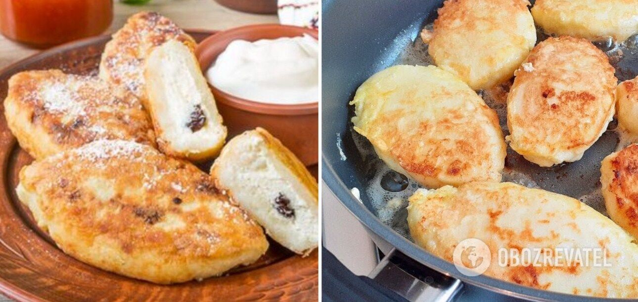 Fried semolina pies in a pan