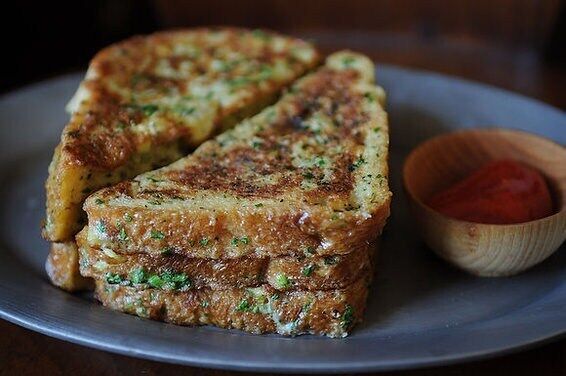 Delicious toast with cilantro