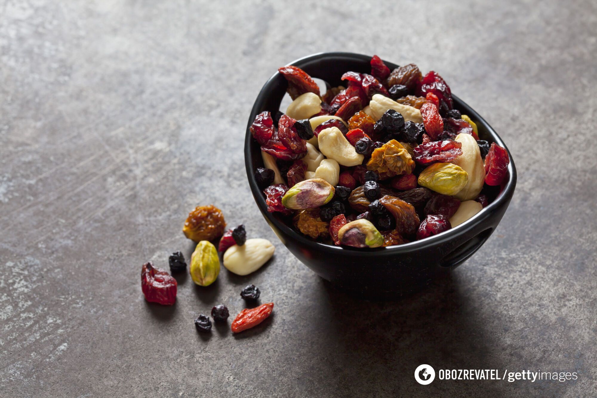 Homemade candied fruits, dried fruits and nuts