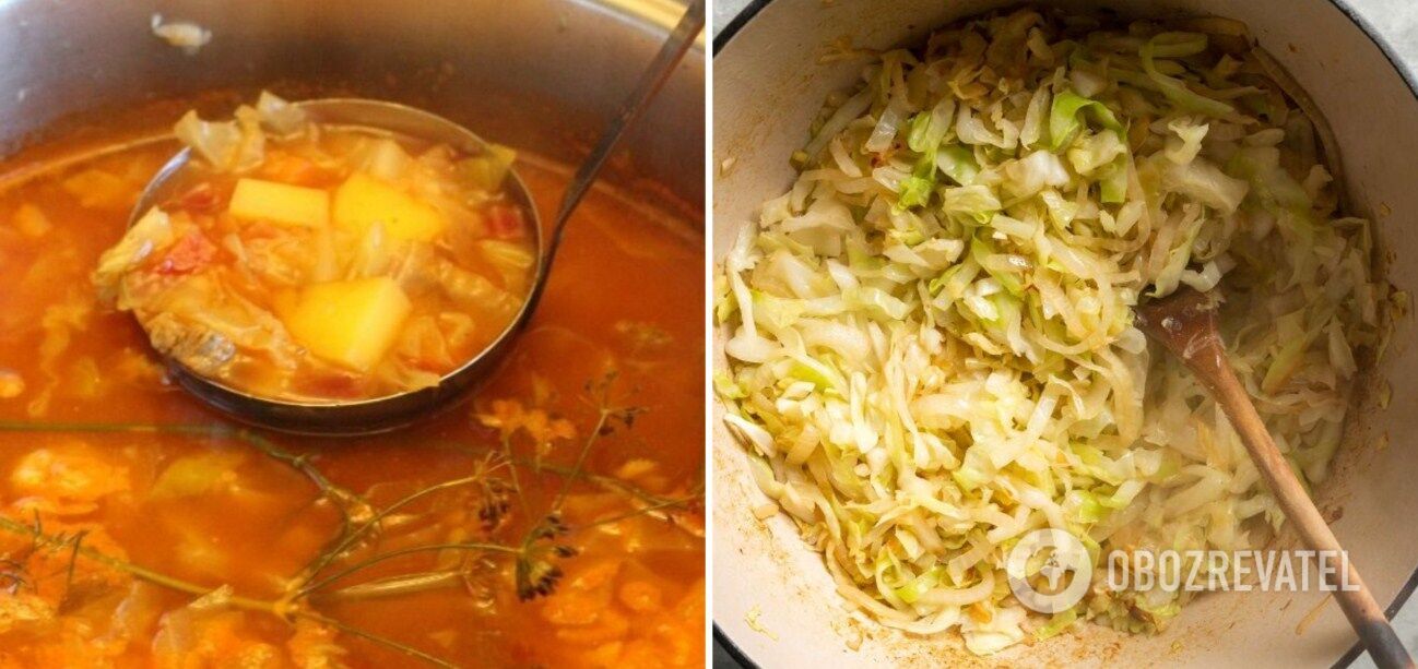 Cabbage soup with sauerkraut