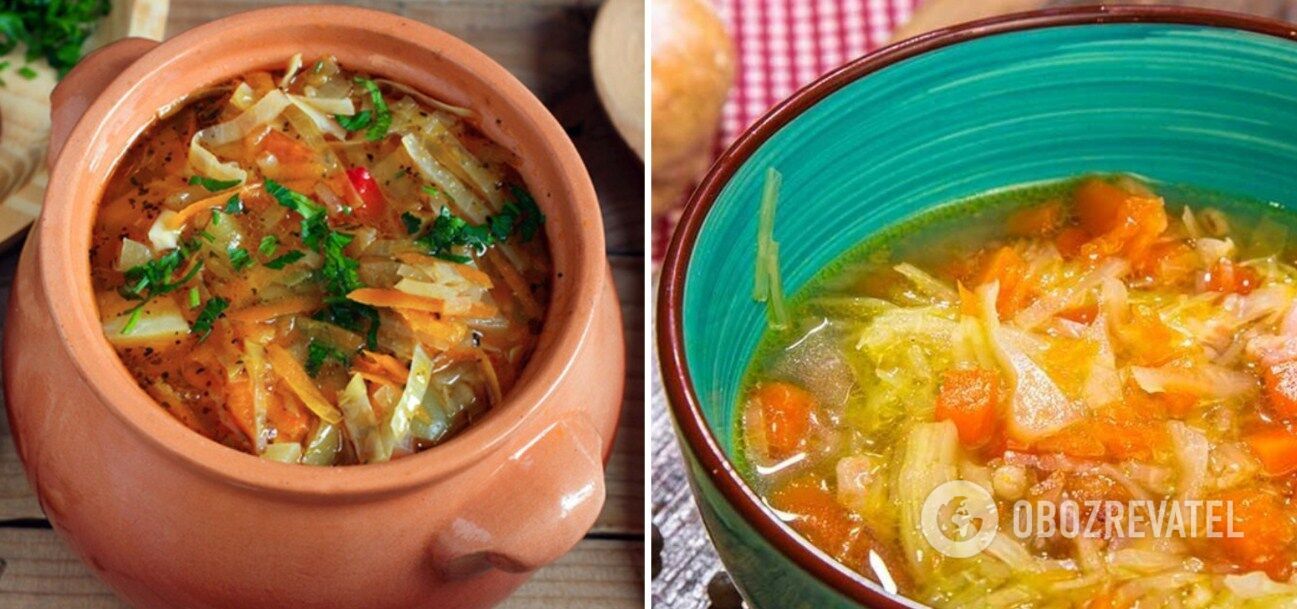 Rich cabbage soup with millet