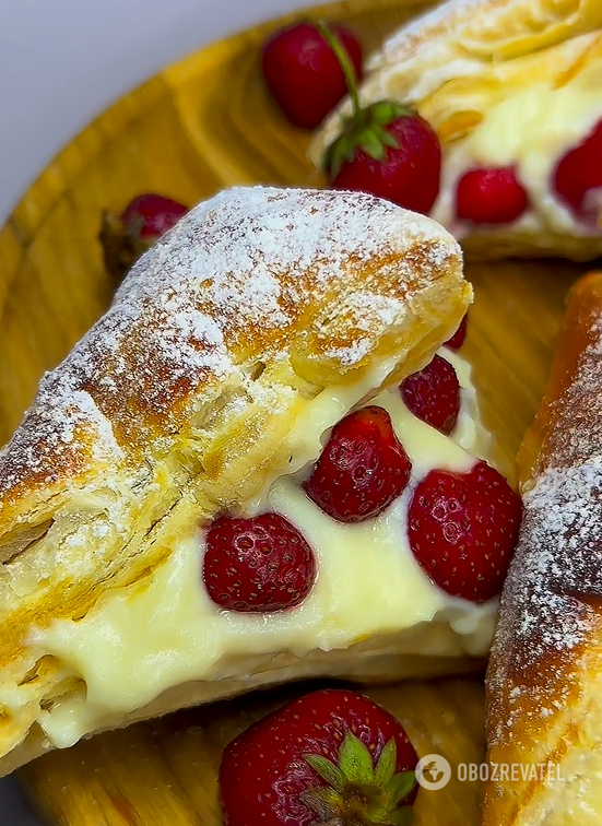 Basic strawberry puffs for tea: no need to knead the dough