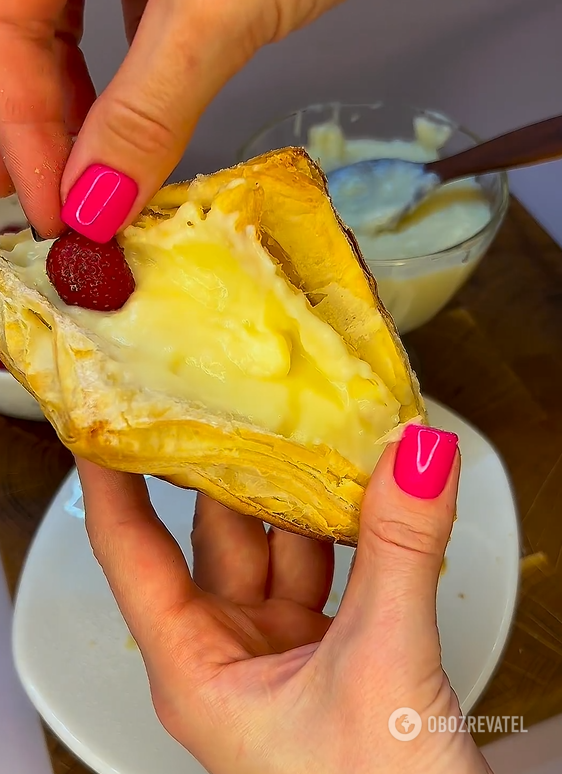 Basic strawberry puffs for tea: no need to knead the dough