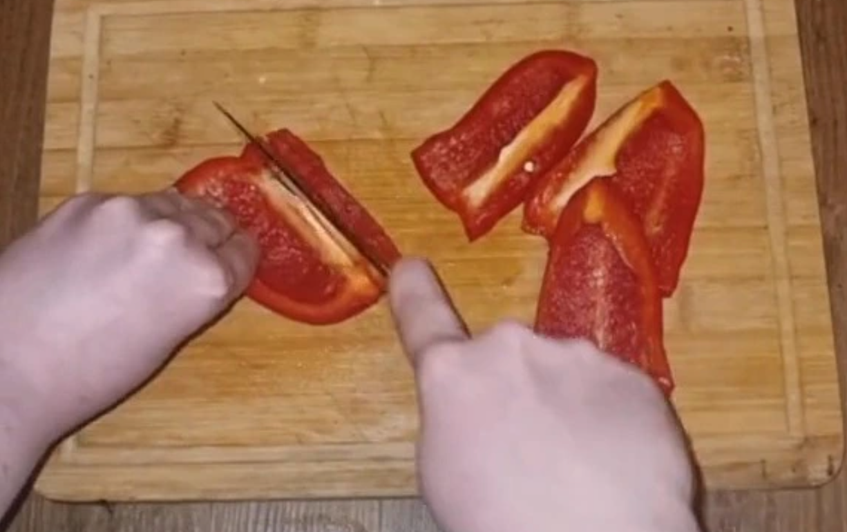 Peeled peppers are much easier to cut