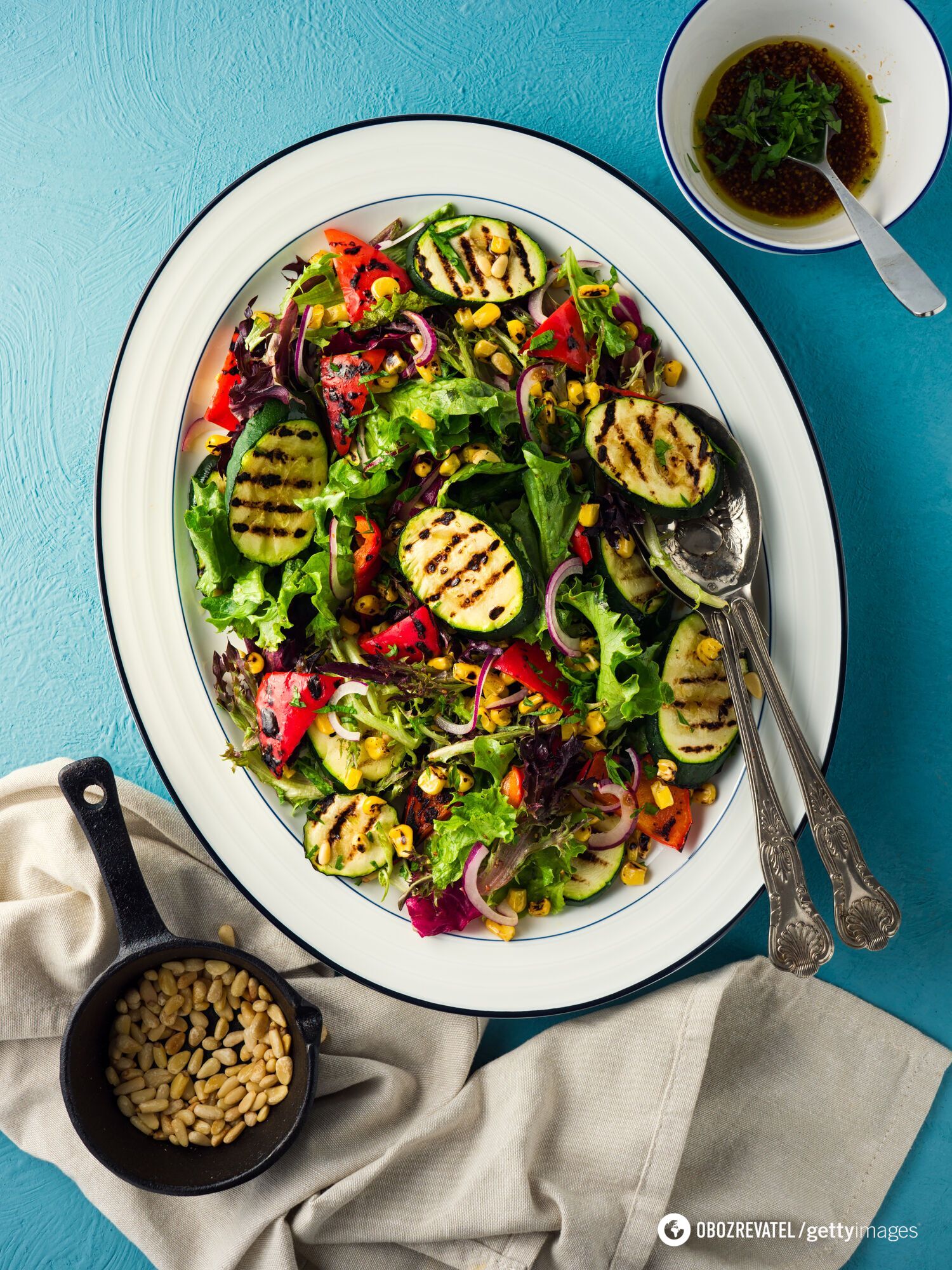 Warm zucchini and cheese salad