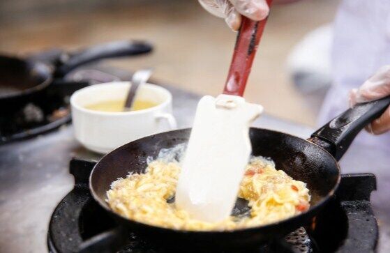 Silicone spatula for cooking scrambled eggs