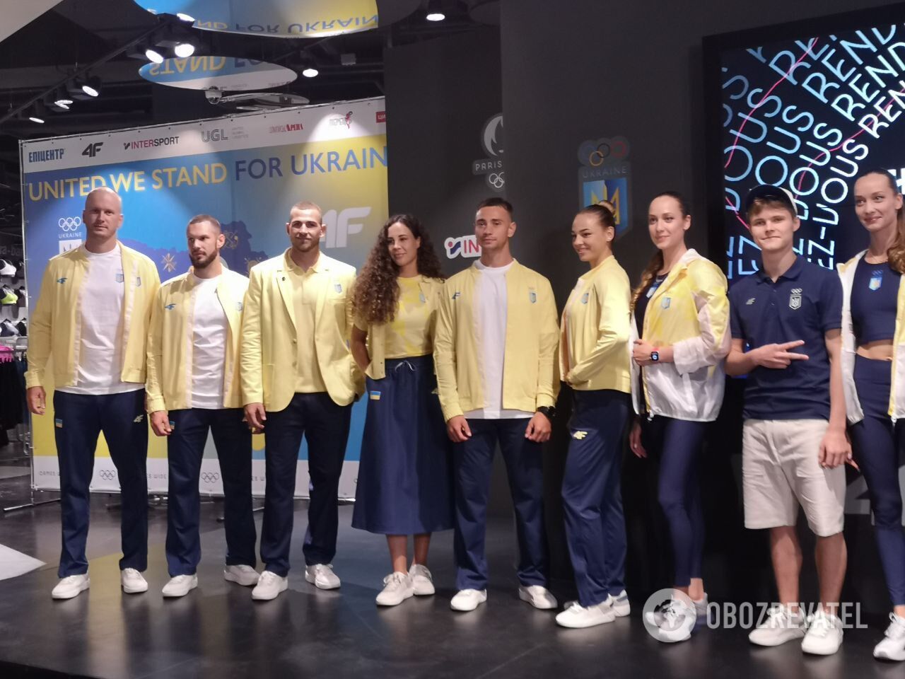 Ukrainian athletes show the uniform they will wear at the 2024 Olympics. Photo