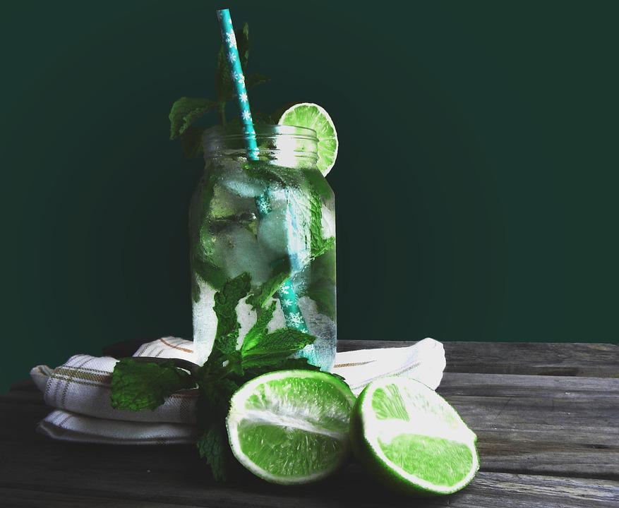 Ready-made homemade mojito in a glass