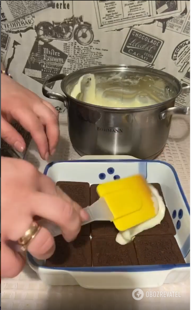 Making cream for dessert