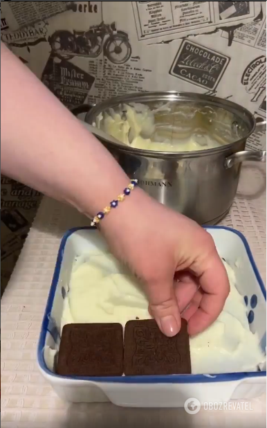 Making cream for dessert