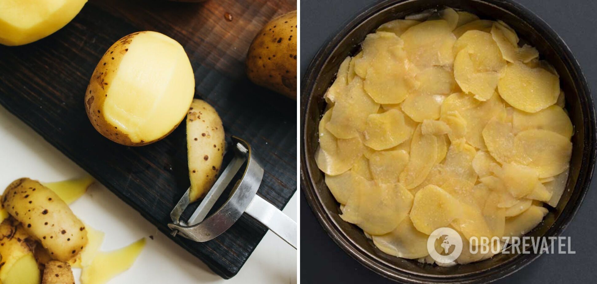 Sliced potatoes