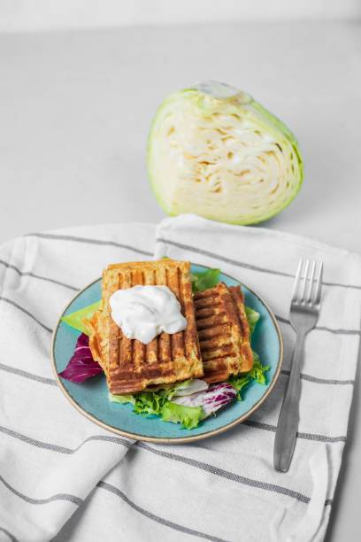 Young cabbage waffles in 10 minutes