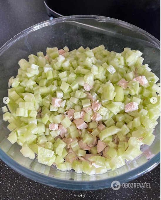 Chopped vegetables for the dish