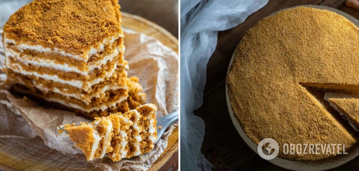 Lazy honey cake without rolling out cakes