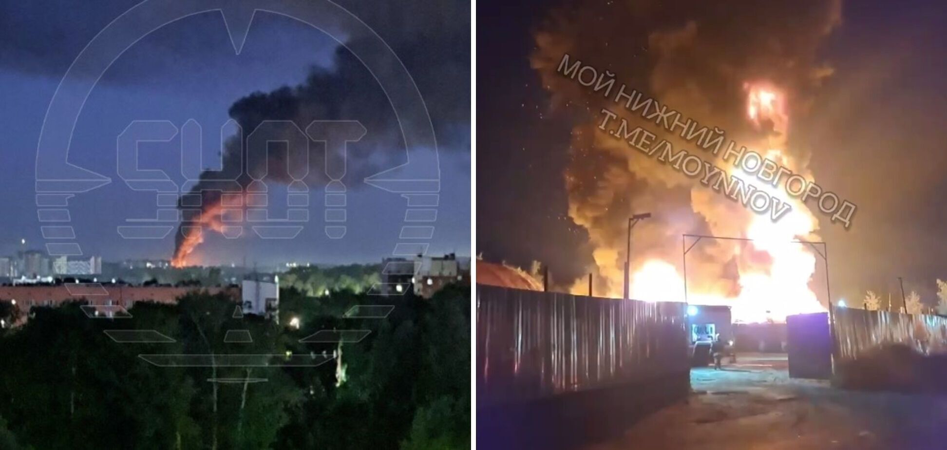 Russia complains of massive drone attack: explosions heard in many regions, a large-scale fire reported in Nizhny Novgorod. Photo and video