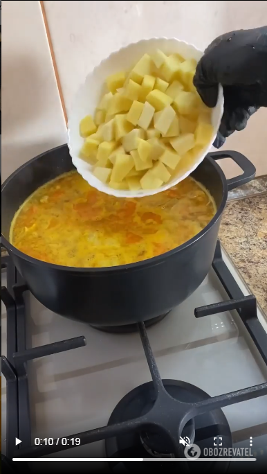 Adding potatoes