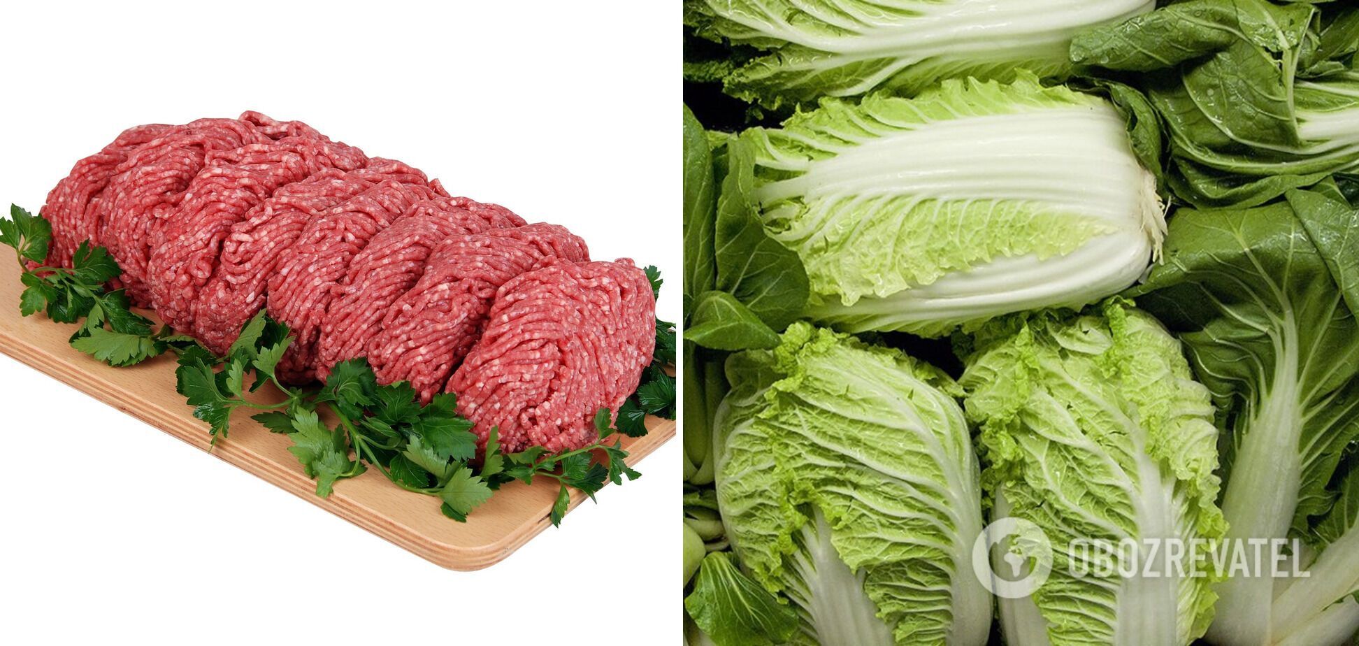 Chinese cabbage and minced meat