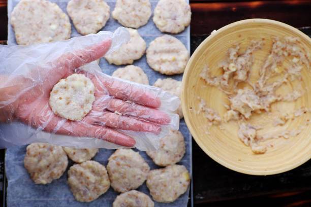 Diet cutlets made from minced chicken