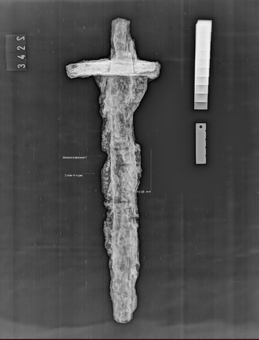 X-ray image of the sword