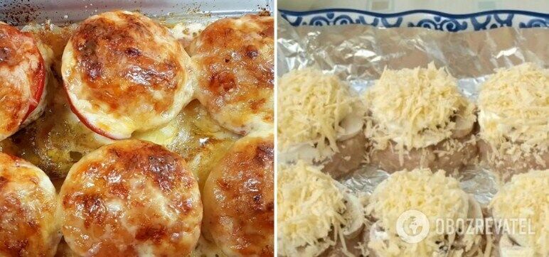 Juicy cutlets with cheese in the oven