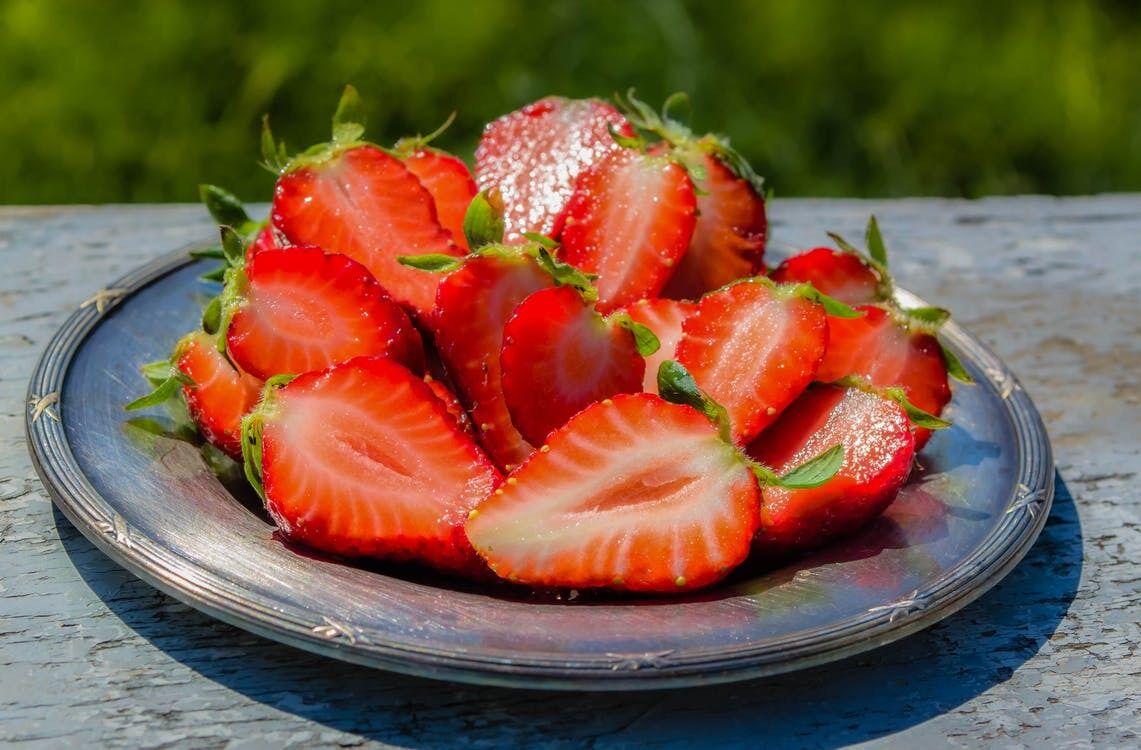 Healthy home-grown strawberries