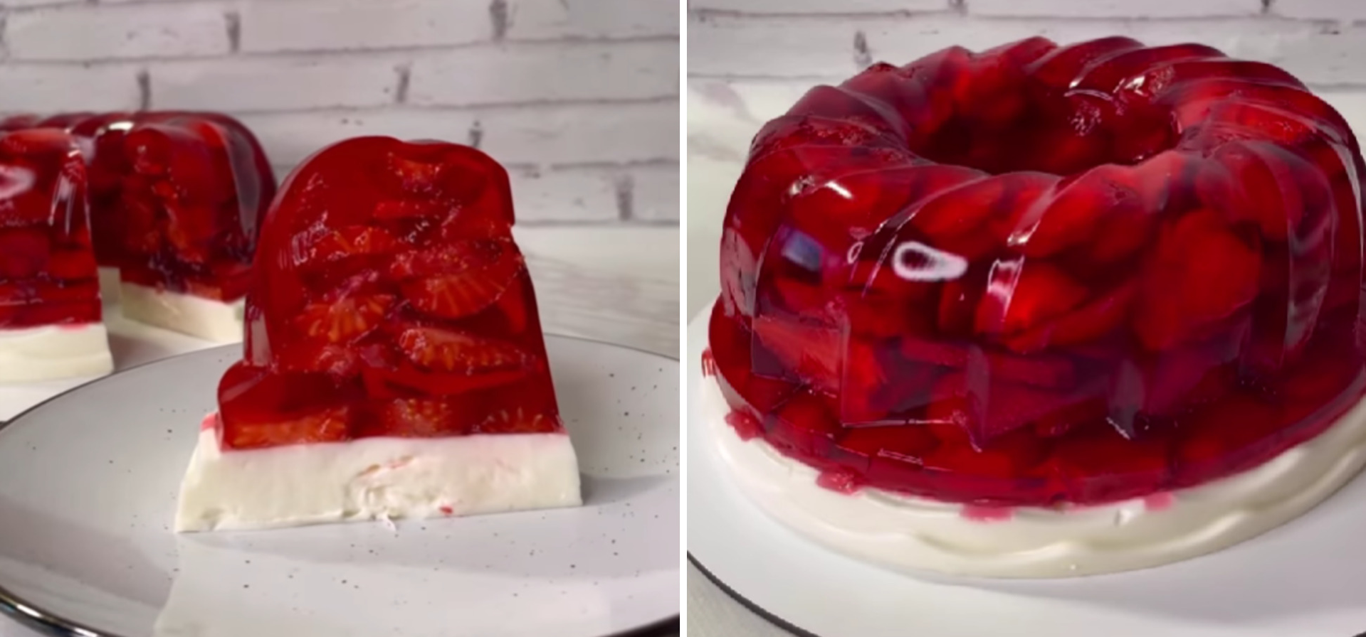 Ready-made jelly cake with strawberries