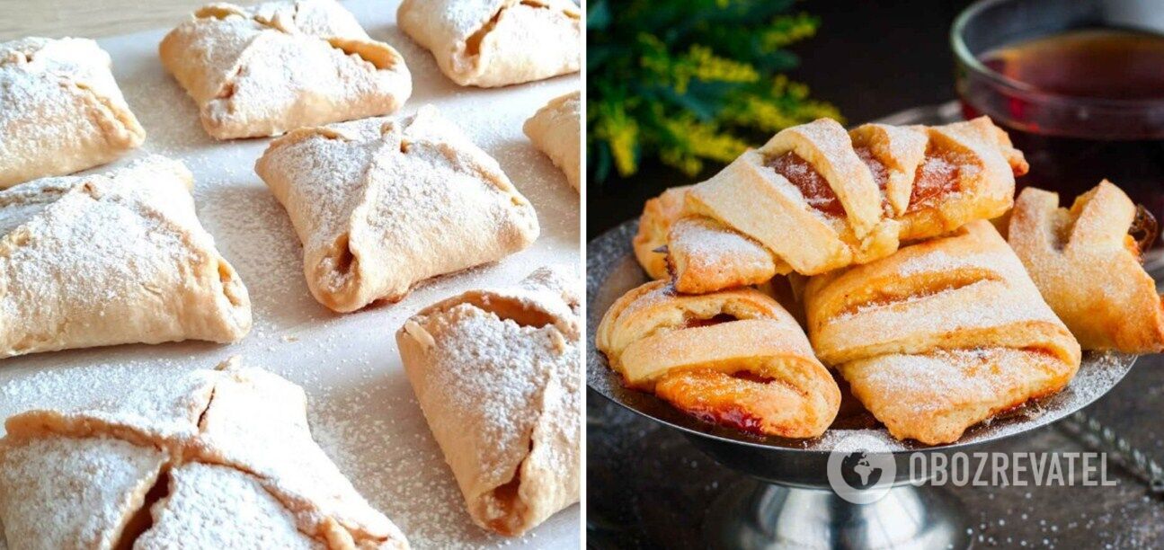 Shortbread envelopes with apples