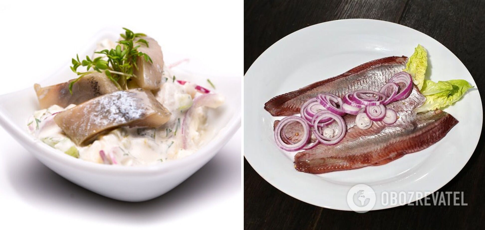 Salad of herring, peas and corn