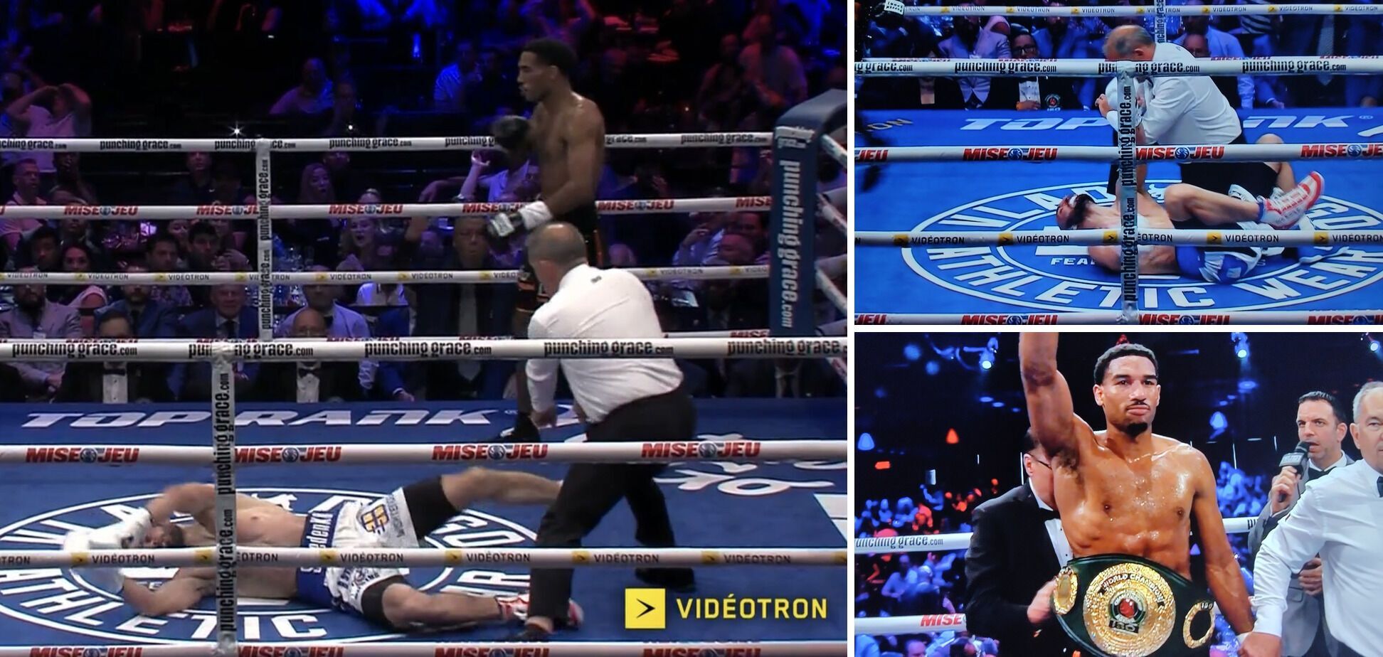 The undefeated Ukrainian boxer won the fight by knockout in two minutes. Video