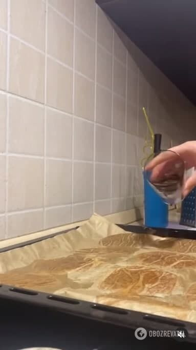 Watering the pastries with a little water