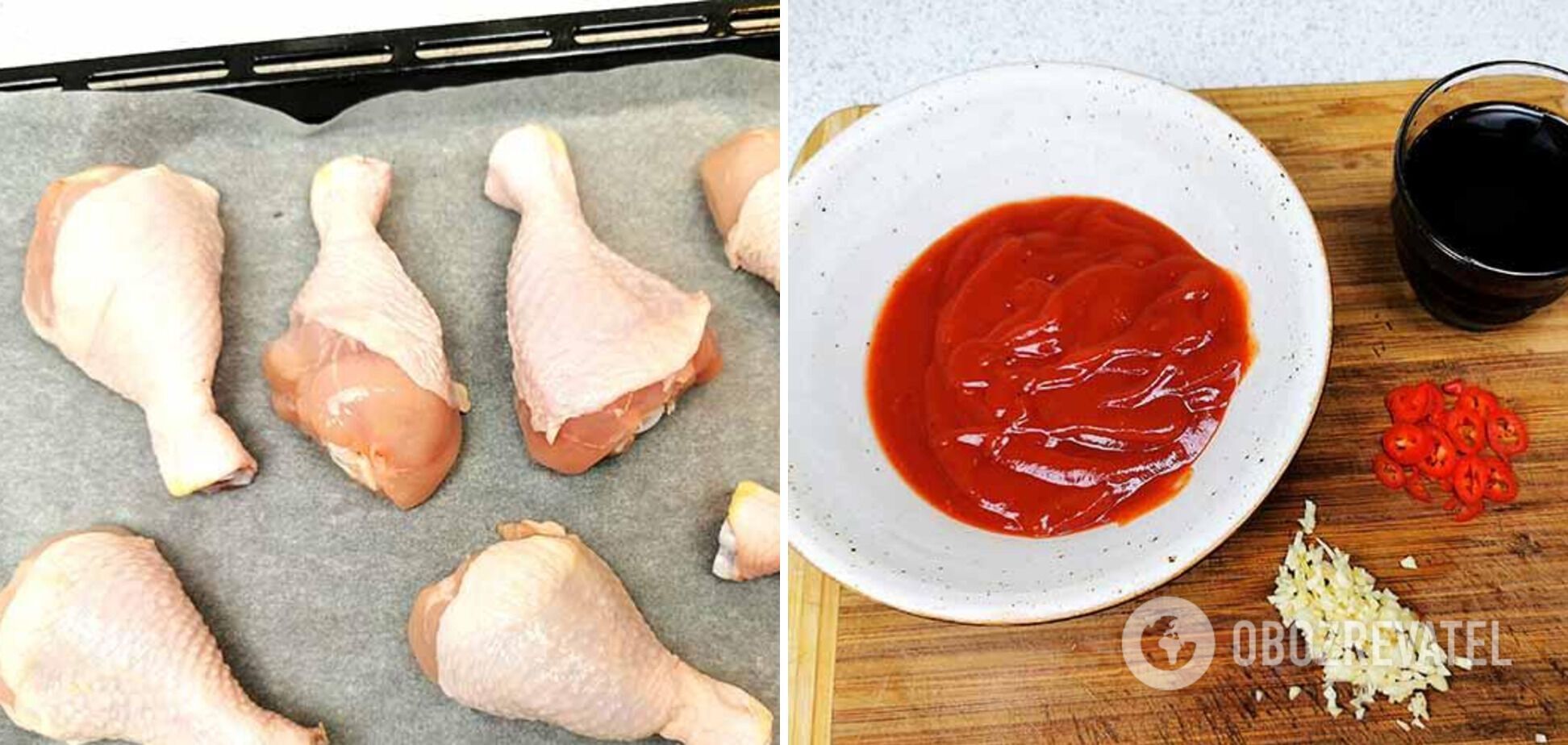 Preparing chicken drumsticks in sauce