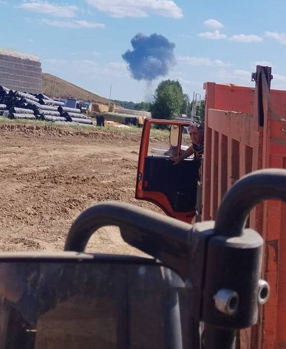 Smoke after the crash of a Russian passenger plane.