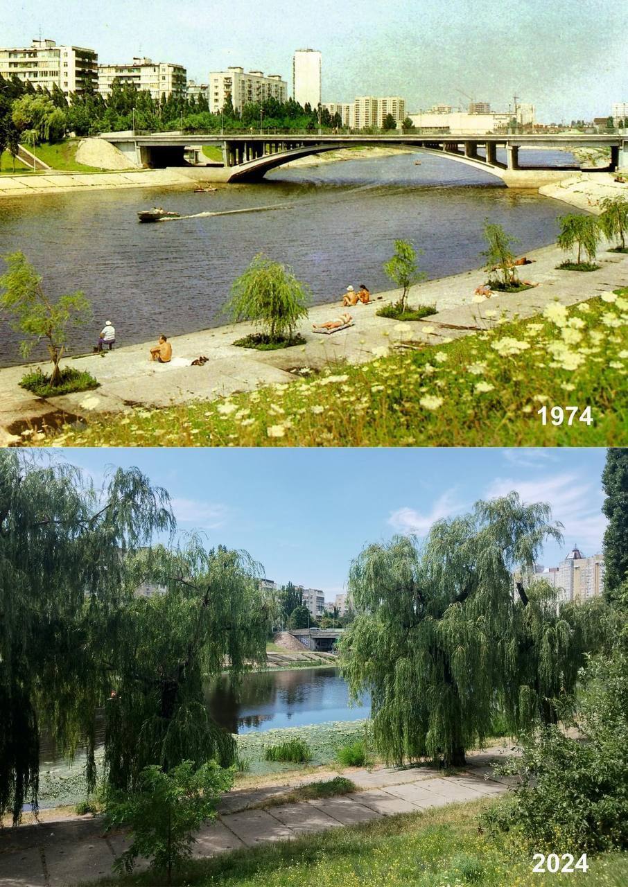 How Rysanivka embankment, which is called ''Kyiv Venice'', has changed in 50 years. Photo