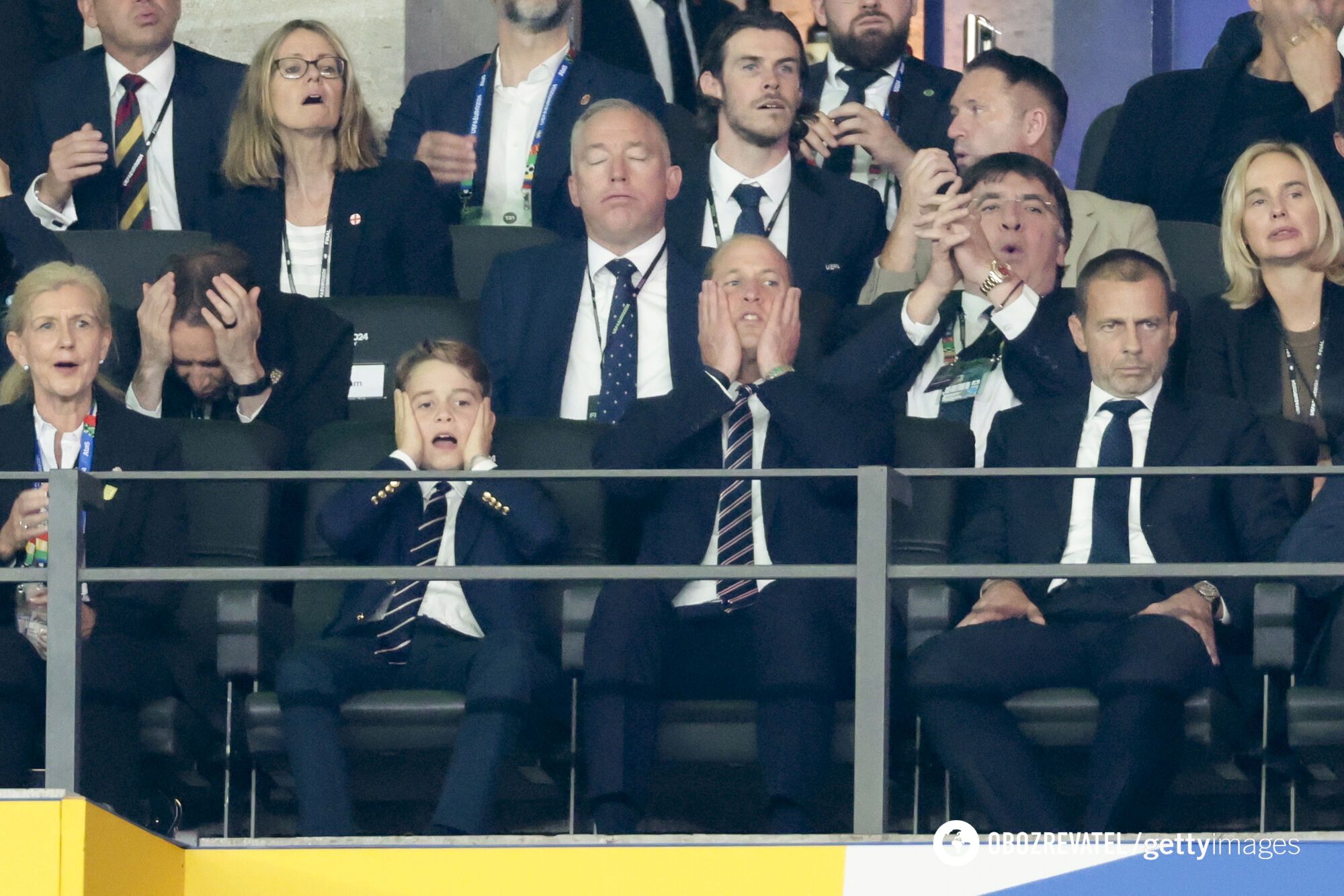 Birds of a feather. Prince William and Prince George could not contain their emotions after England's defeat at Euro 2024