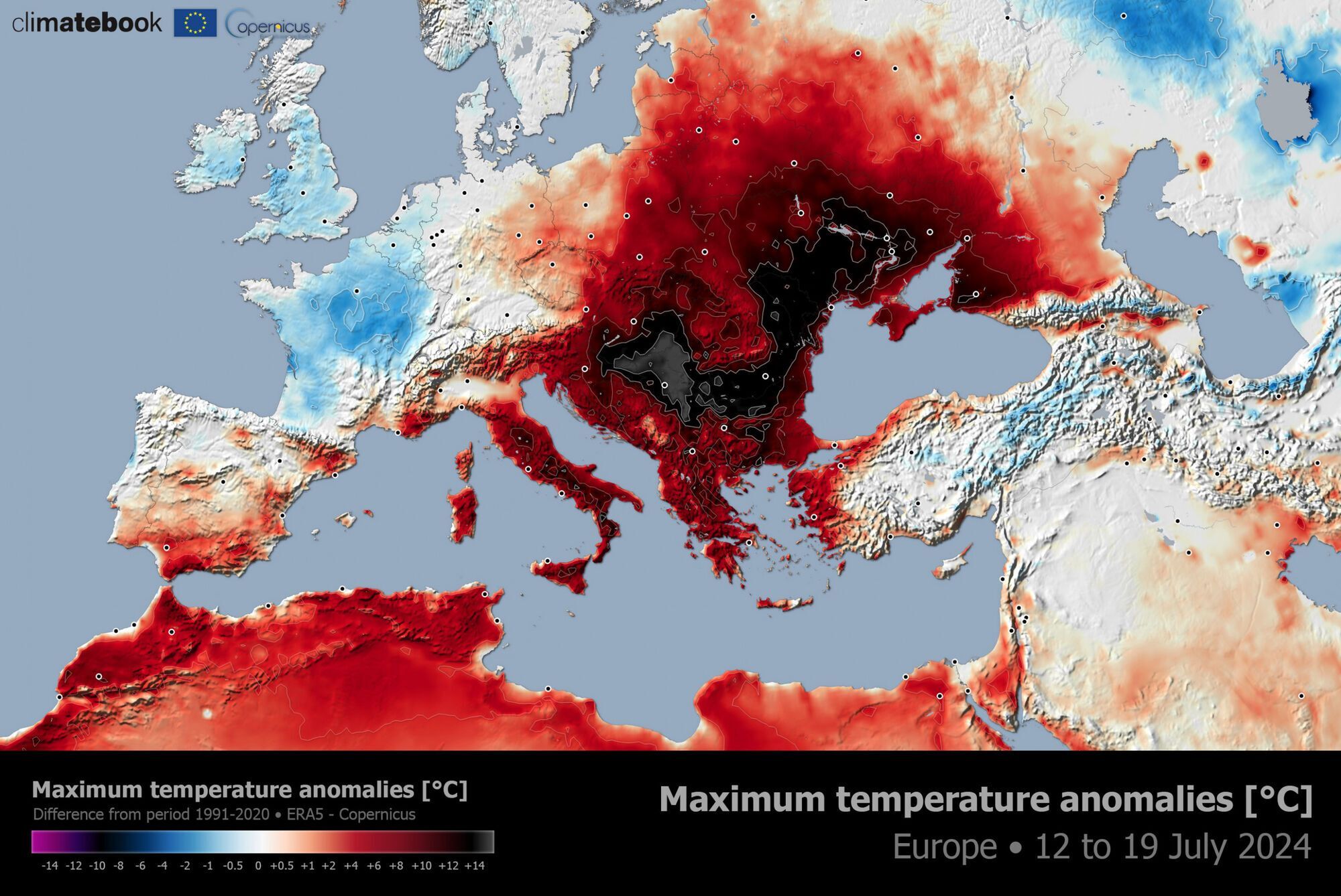 Ukraine is at the epicenter of temperature anomalies this summer. Map