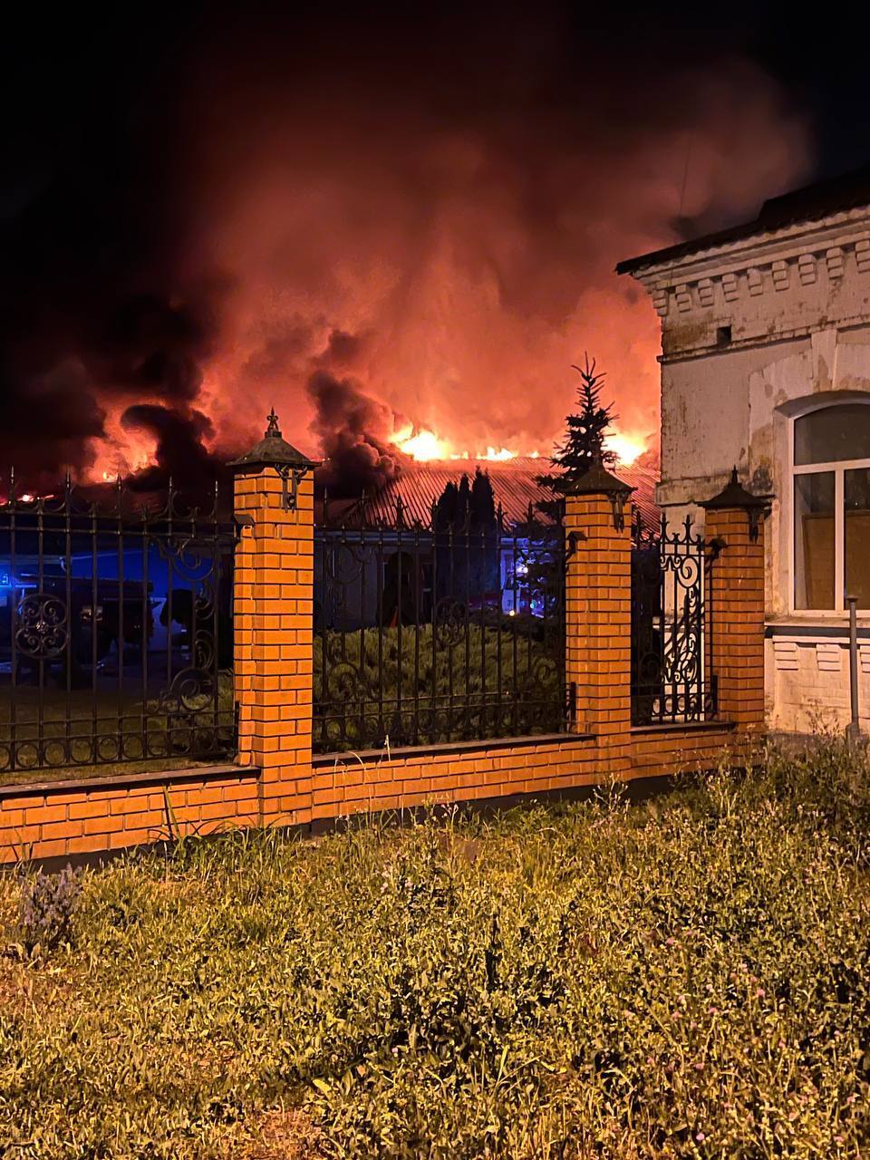 A factory is on fire in the Kursk region of Russia after a drone attack. Photos and video