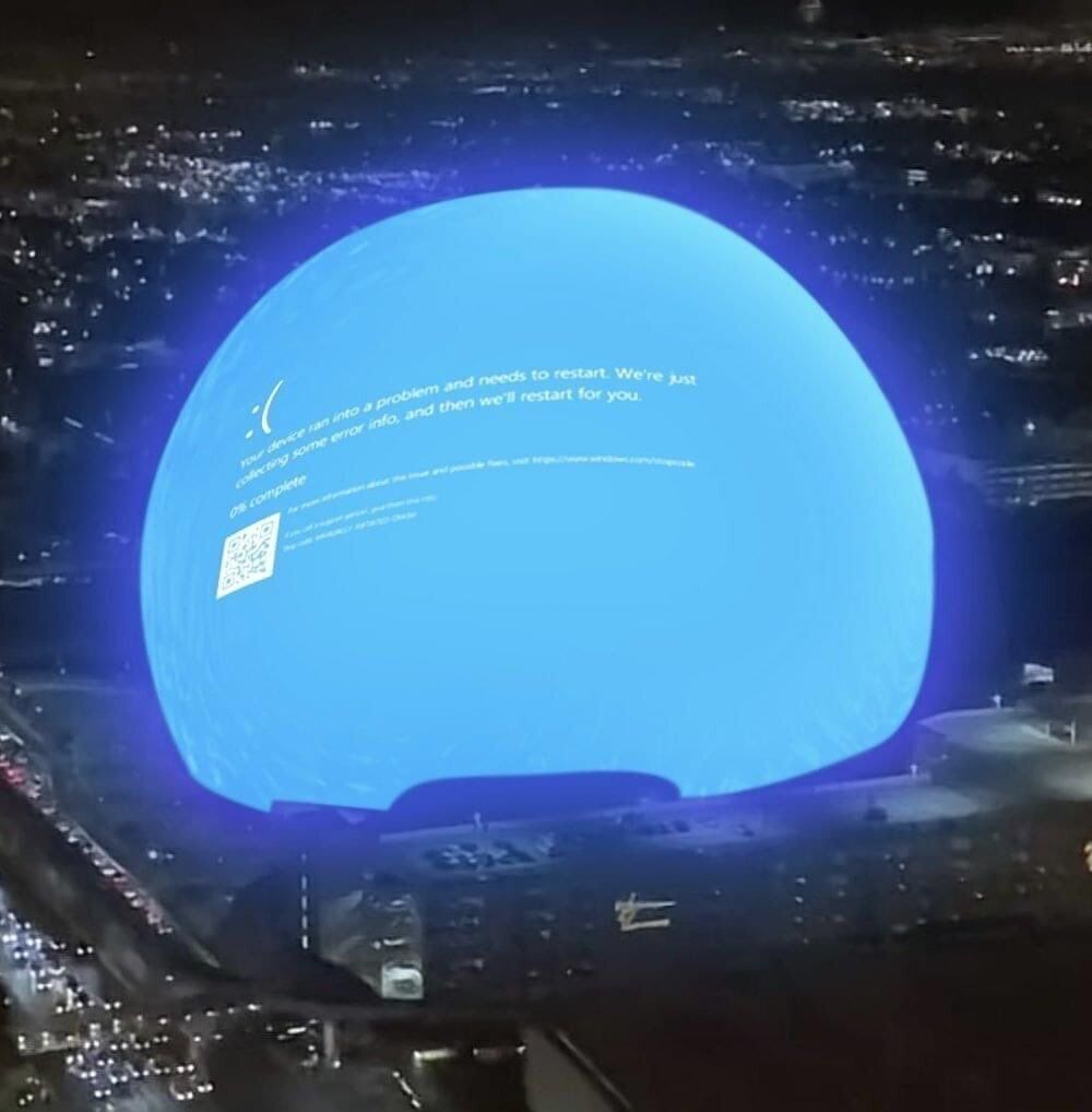 Sphere in Las Vegas after global Crowdstrike outage also shows ''blue screen of death''