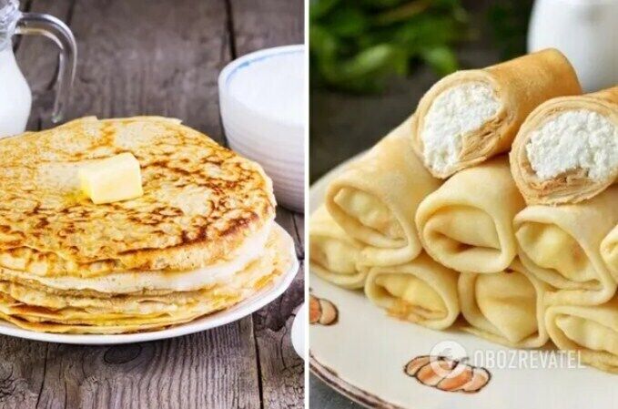 Pancakes with cottage cheese filling