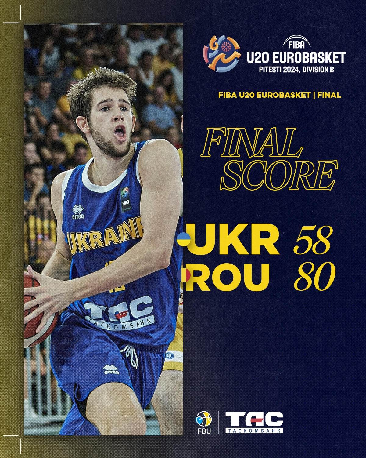 Ukraine becomes European U-20 basketball vice-champion in Division B