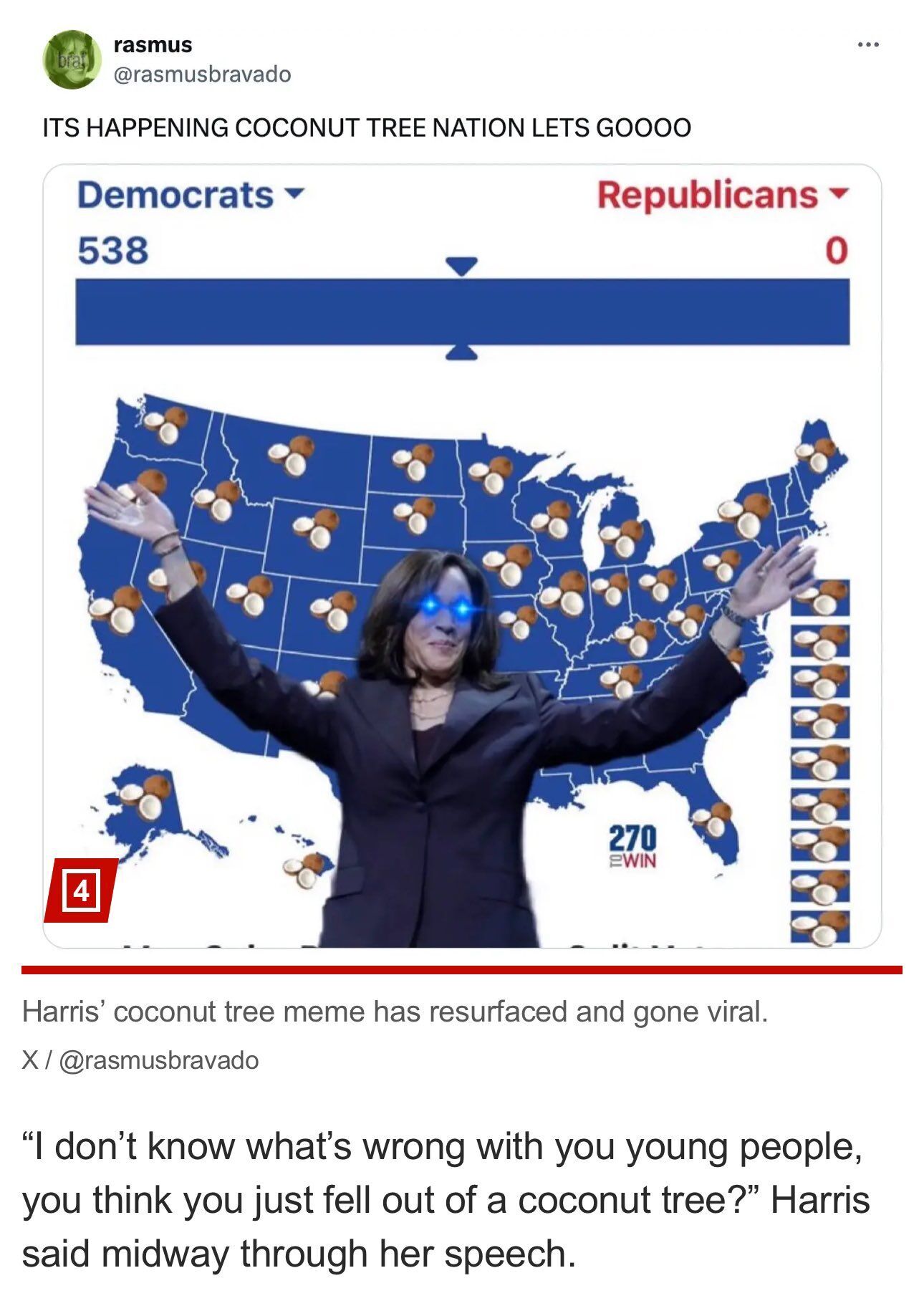 What is Kamala Harris' coconut palm meme and why did it go viral online? Photo